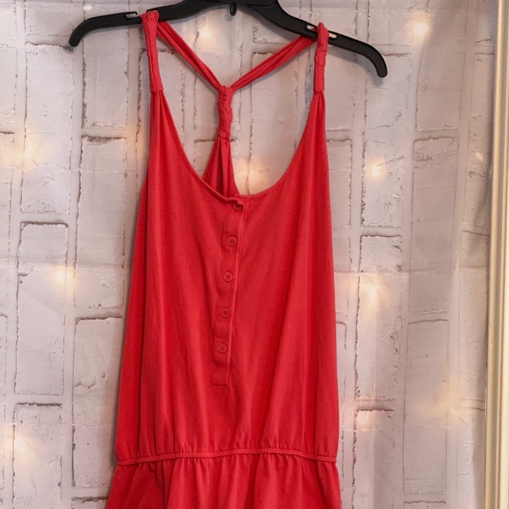 Xhileration- Coral Racerback, Cotton Romper Beach Cover up Size XL Like New